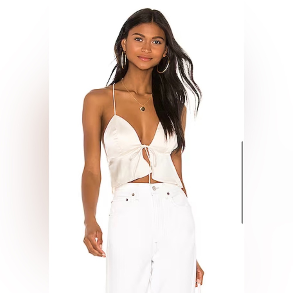 Superdown Isla Satin Top in Ivory
